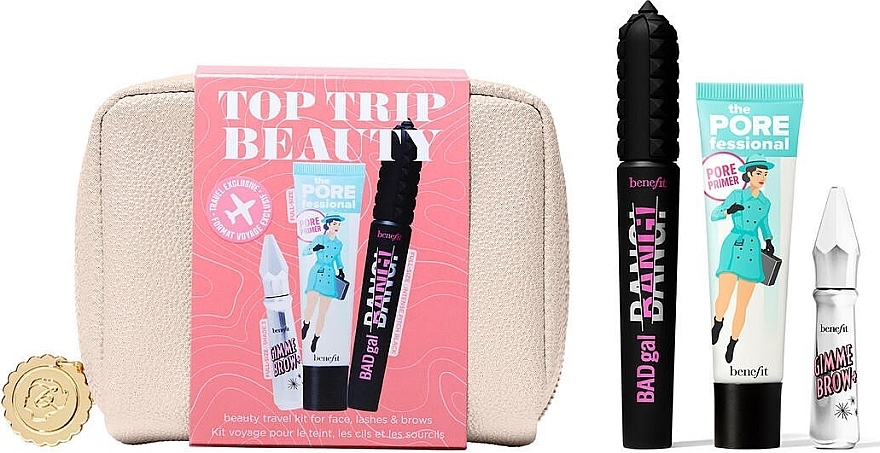 Set - Benefit Top Trip Beauty Set (f/primer/22ml + brow/gel/3g + mascara/8.5 g) — photo N1