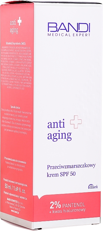 Anti-Wrinkle Soothing Cream - Bandi Medical Expert Anti Aging Anti-wrinkle Soothing Cream SPF 50 2% Pantenol + Hyaluronic Acid — photo N2