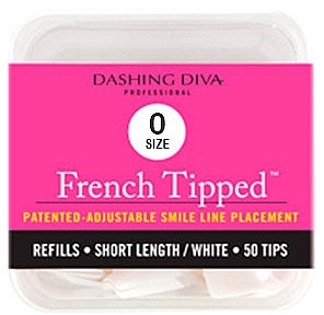 Short Nail Tips "French" - Dashing Diva French Tipped Short White 50 Tips (Size 0) — photo N2