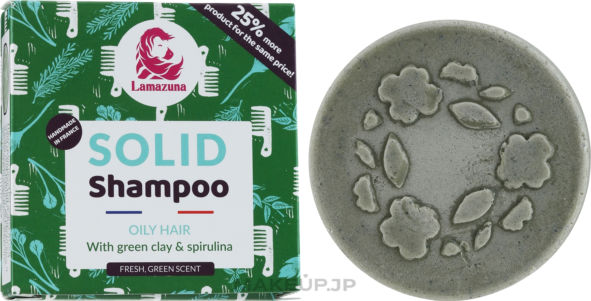Lamazuna - Solid Shampoo with Green Clay & Spirulina — photo 70 ml