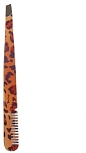 Fragrances, Perfumes, Cosmetics Tweezers with Comb, leopard, orange - Deni Carte