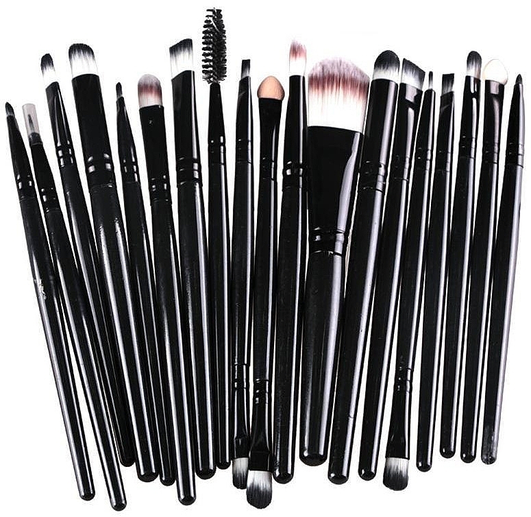 Makeup Brush Set, 20 pcs, black - Deni Carte — photo N1