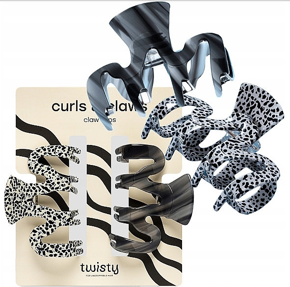 Hair Clip Set, 2 pcs. - Twisty Curls & Claws Set B — photo N2