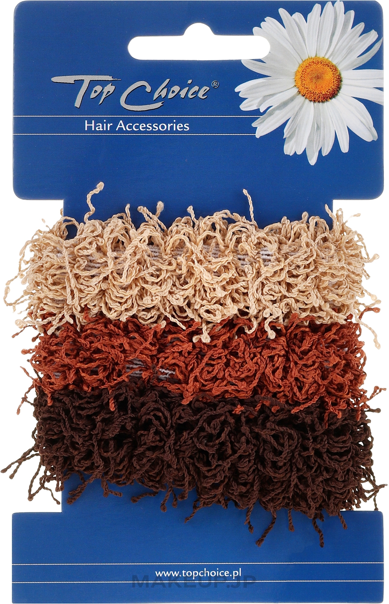 Elastic Hair Bands, brown, 3 pcs - Top Choice — photo 3 szt.