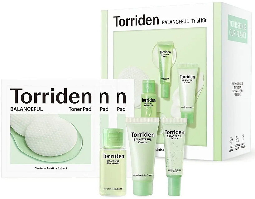 Set - Torriden Balanceful Skin Care Trial Kit (serum/10ml + cr/20ml + gel/30ml + pad/6szt) — photo N1