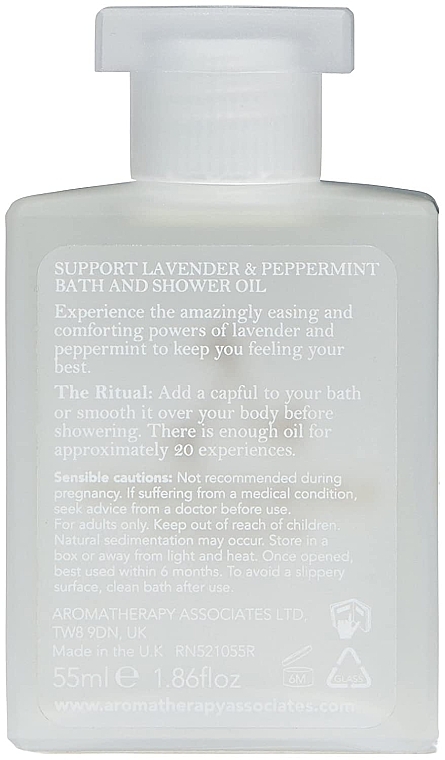 Lavender & Mint Bath & Shower Oil - Aromatherapy Associates Support Lavender & Peppermint Bath & Shower Oil — photo N5