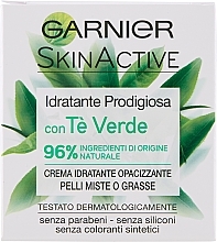 Fragrances, Perfumes, Cosmetics Cream for Combination and Oily Skin - Garnier Skin Active Te Verde Cream