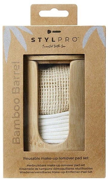 Set - Stylideas Stylpro Bamboo Barrel Makeup Remover Pads (Sponge/8pcs+bar/1pcs+bag/1pcs) — photo N1