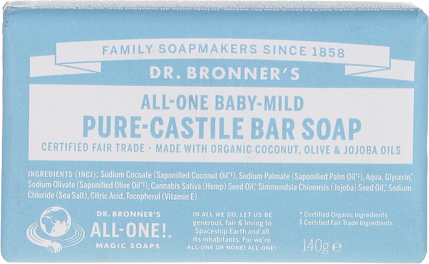 Baby Soap - Dr. Bronner’s Pure Castile Bar Soap Baby-Mild — photo N1