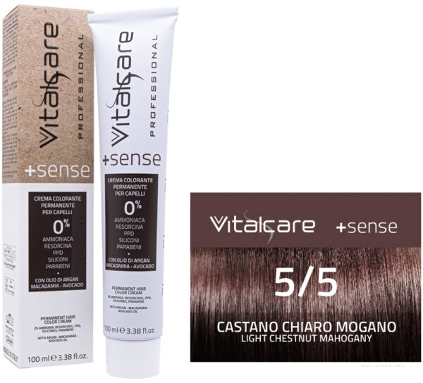 Ammonia-Free Hair Color - VitalCare Crema Colorante +Sense — photo 5/5 - Light Chestnut Mahogany