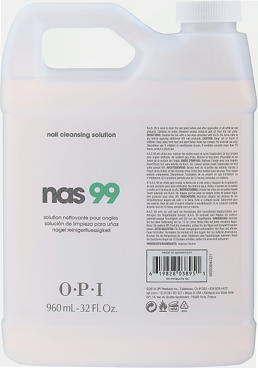 Nail Cleansing Solution with Thymol - OPI. N.A.S. 99 Nail Antiseptic — photo N2