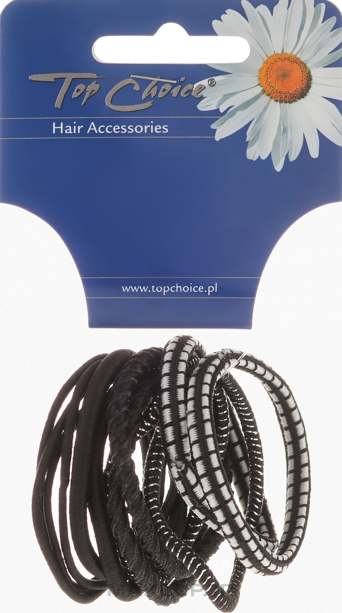 Hair Ties 12pcs, black+silver, 22340 - Top Choice — photo 12 szt.