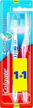 Toothbrush "Extra Clean", medium, blue + pink - Colgate Extra Clean Medium — photo N1