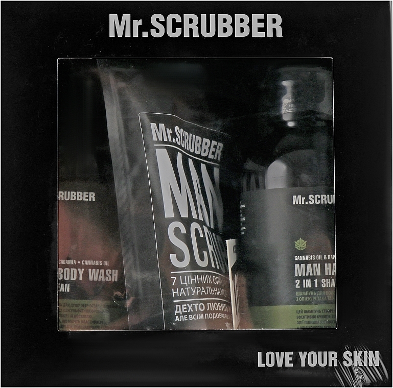 Set - Mr.Scrubber "New Man Basic " (body/scr/100 g + sh/gel/265 ml + shm/265 ml) — photo N2