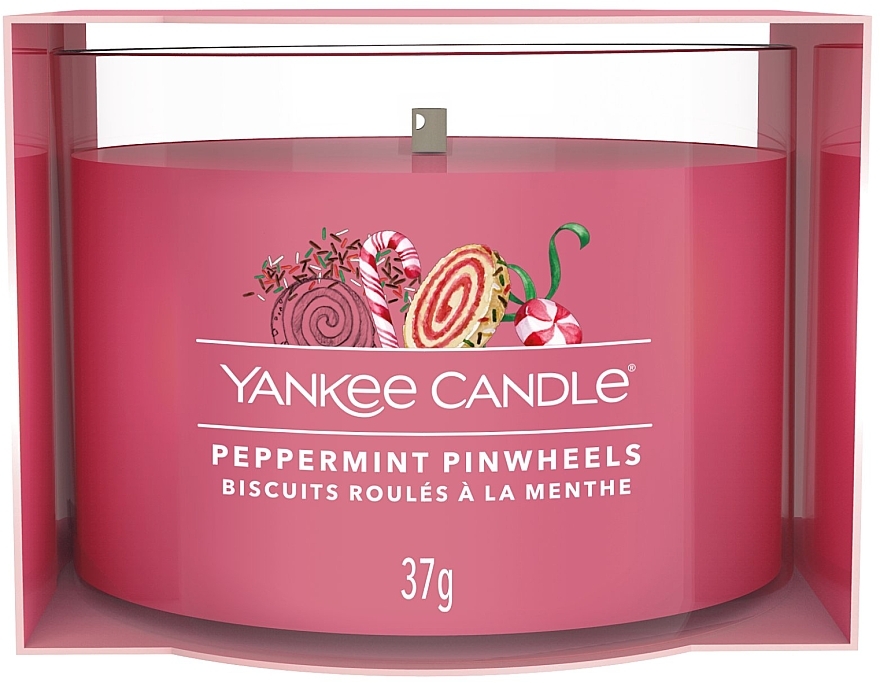 Mini Scented Candle in Glass 'Peppermint Pinwheels' - Yankee Candle Peppermint Pinwheels — photo N1