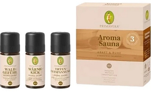 Aroma Oil Set, 3 pcs - Primavera Organic Strength & Calmness Aroma Sauna Set — photo N1