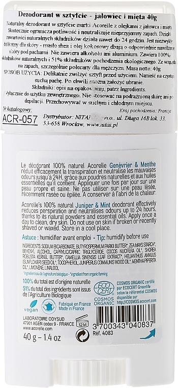 Deodorant-Balm 'Juniper and Mint' - Acorelle Deodorant Balm — photo N2