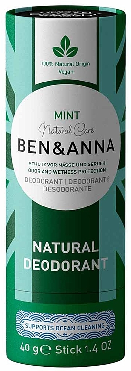 Mint Soda Deodorant (cardboard) - Ben & Anna Natural Care Mint Deodorant Paper Tube — photo N6