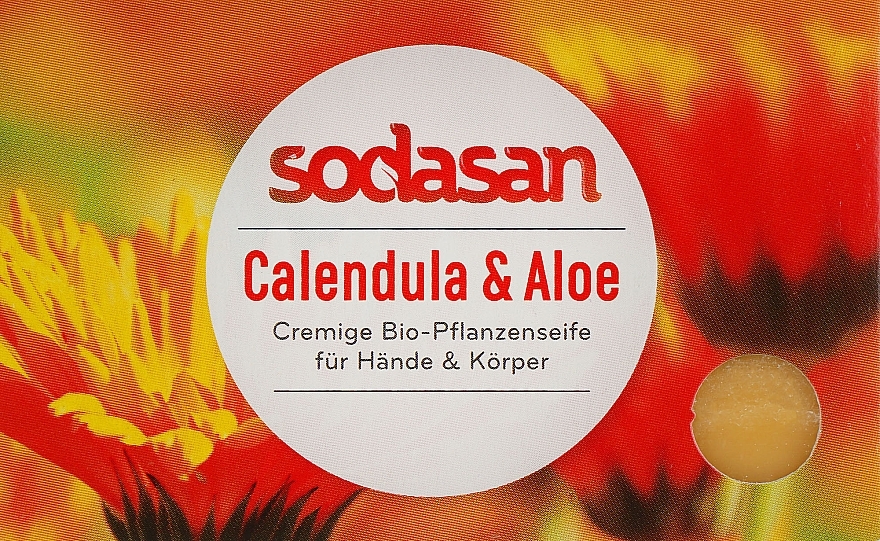 Organic Anti-Inflammatory Face Soap "Calendula & Aloe" - Sodasan — photo N3