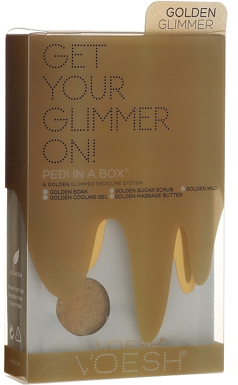 Pedicure Set - Voesh Deluxe Golden Glimmer Pedi In A Box 5 in 1 — photo N1