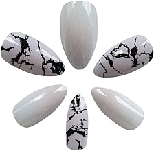 Fake Nails, black marble, 24 pcs. - Deni Carte 3261 — photo N3