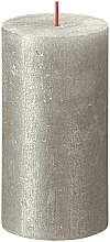 Fragrances, Perfumes, Cosmetics Cylinder Candle Champagne, 130/68 mm - Bolsius Rustic Shimmer Metallic Candle