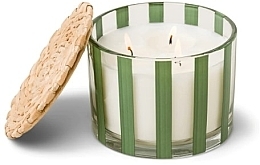 Scented Candle in Glass, 3 wicks - Paddywax Al Fresco Striped Glass Candle Misted Lime — photo N1