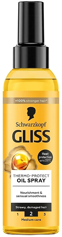 Thermal Protective Oil Spray for Dry & Damaged Hair - Gliss Kur Thermo-Protect Oil Spray — photo N1