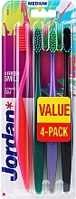 Fragrances, Perfumes, Cosmetics Medium Toothbrush, 4 pcs, pink, green, purple-green, black-dark blue - Jordan Ultimate You Medium