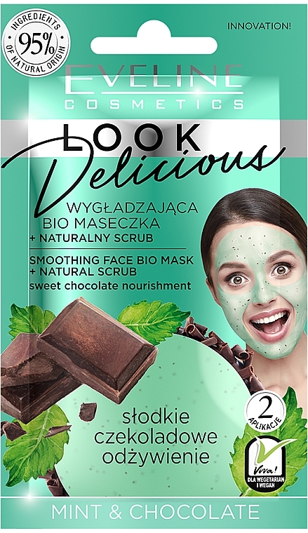 Mint & Chocolate Smoothing Mask - Eveline Cosmetics Look Delicious Face Bio Mask — photo N1