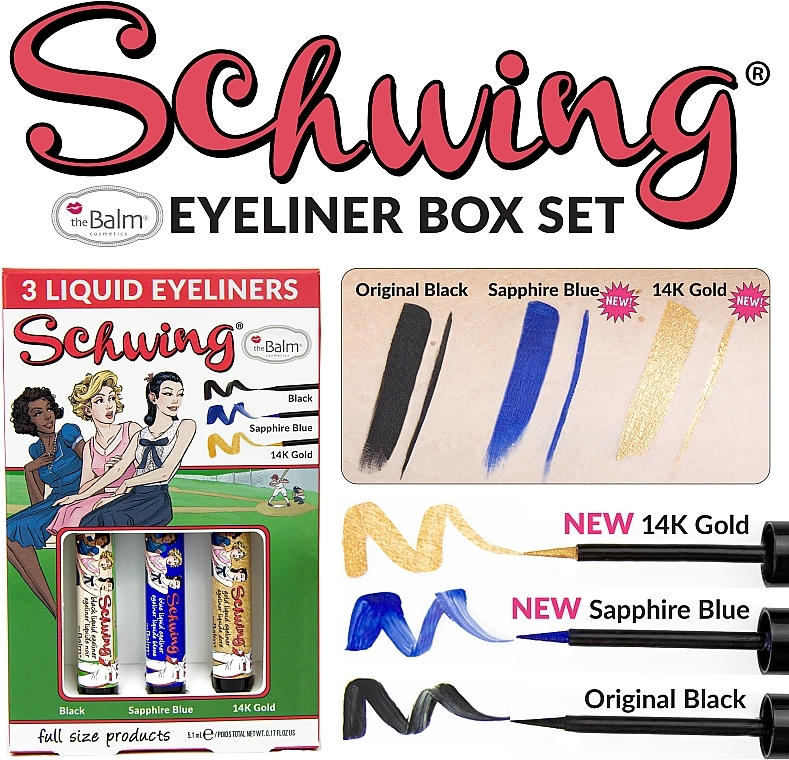 Set - theBalm Ladies Schwing Liquid Eyeliner Trio (eye/liner/3x1.7ml) (1.7 ml) — photo N14