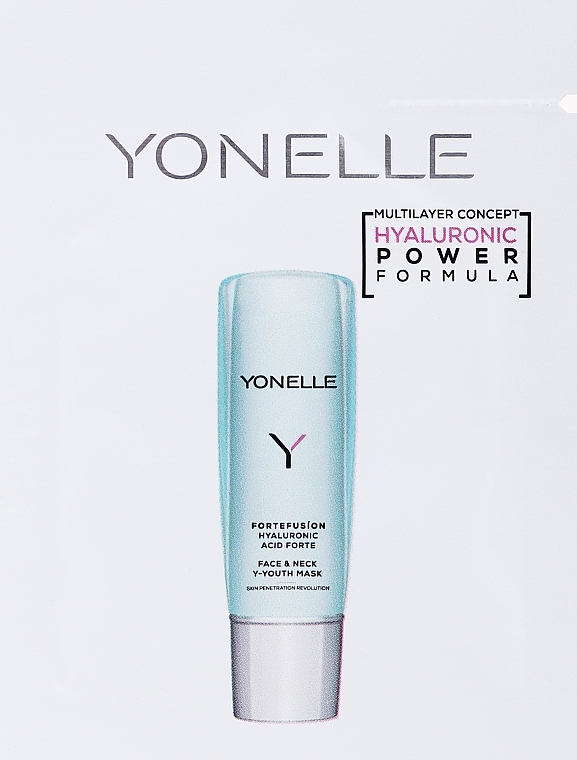GIFT! Firming & Brightening Face & Neck Mask - Yonelle Fortefusion Hyaluronic Acid Forte Face & Neck Y-Youth Mask (sample) — photo N1