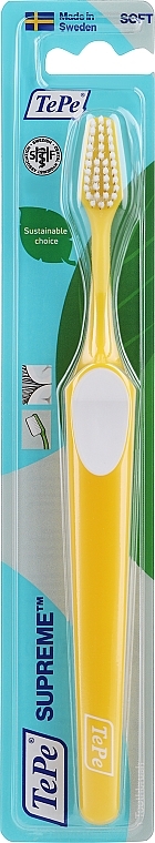 Toothbrush, soft, yellow - TePe Supreme Toothbrush Soft — photo N1