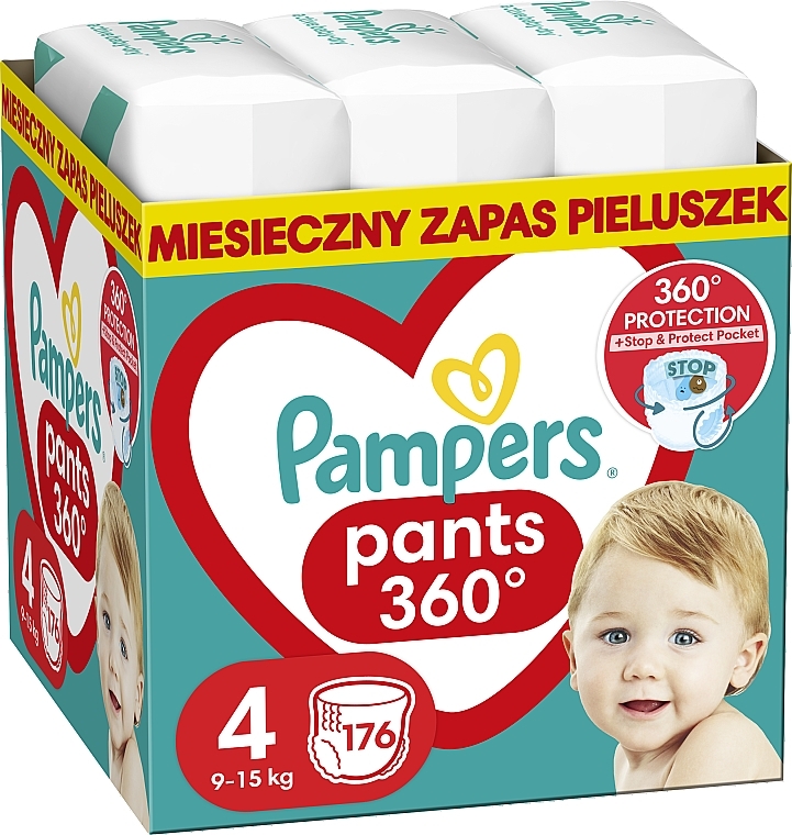 Diaper Pants, size 4 (maxi), 9-15 kg, mega box 176pcs - Pampers — photo N1