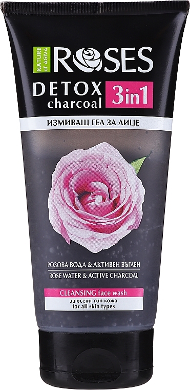 Cleansing Rose Water & Charcoal Face Gel - Nature Of Agiva Roses Detox Charcoal 3 In 1 Cleansing Face Wash — photo N7