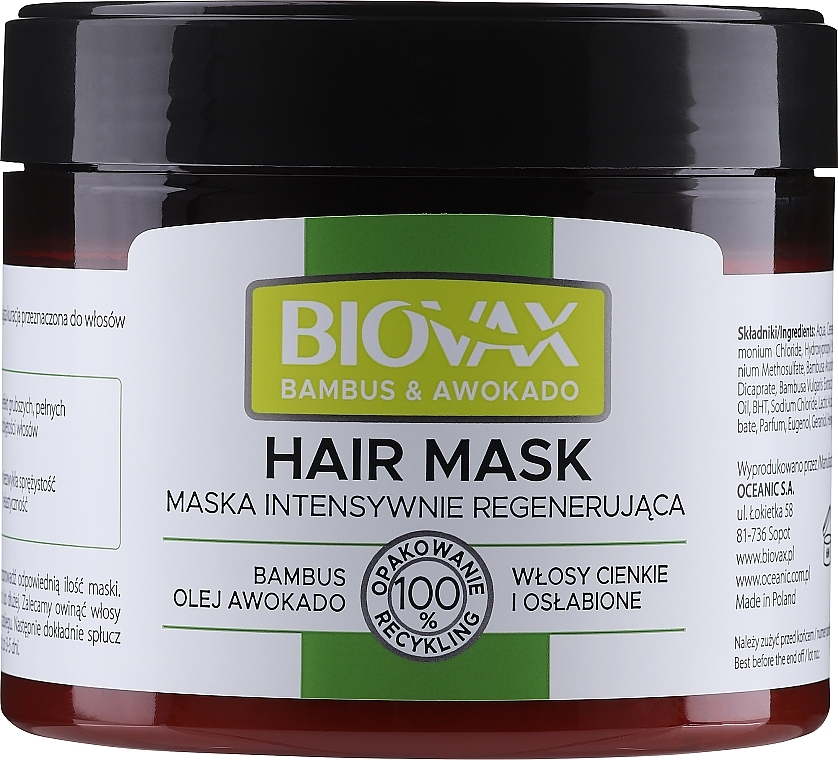 Bamboo & Avocado Hair Mask - Biovax Hair Mask — photo N1