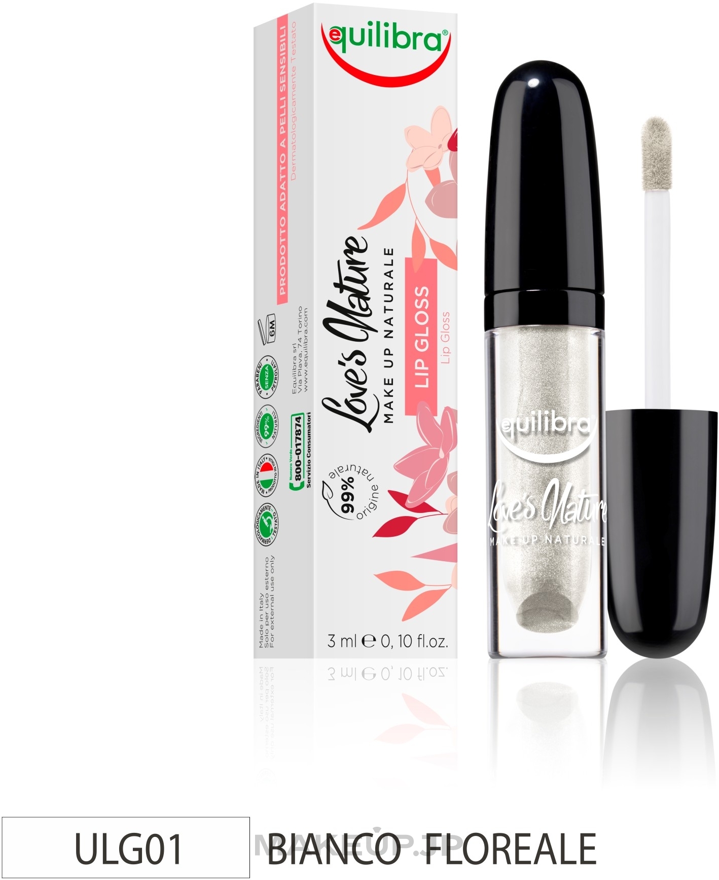 Lip Gloss - Equilibra Love's Nature Lip Gloss — photo 01 - White Floral