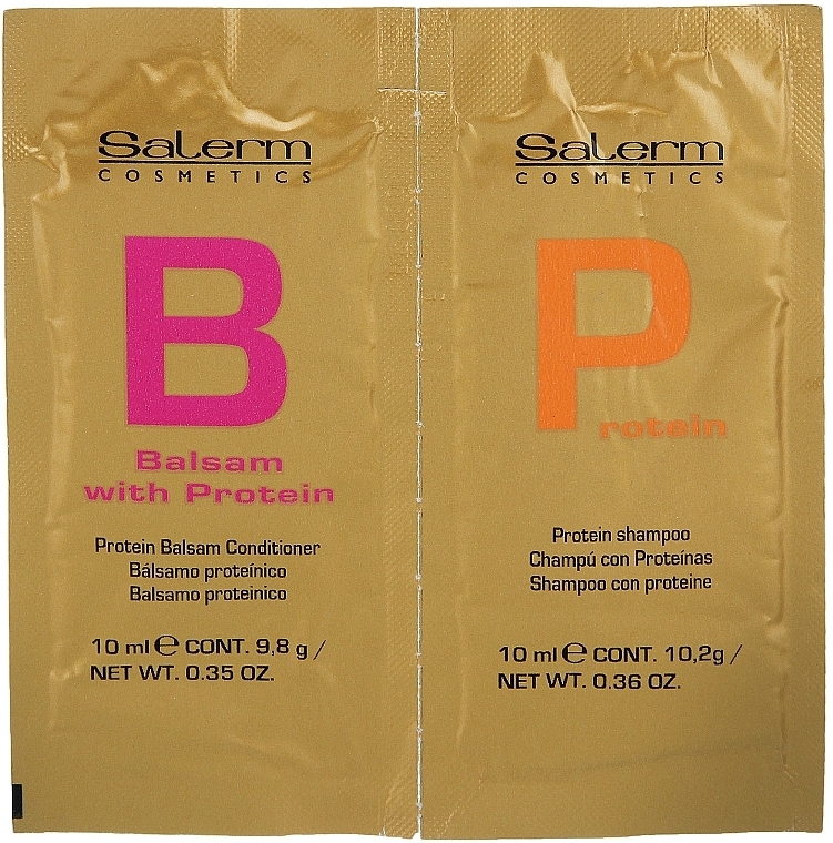 Set - Salerm Linea Oro Protein (shm/10ml + balm/10ml) — photo N1