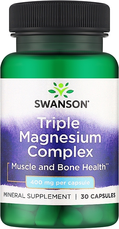 Magnesium Complex Food Supplement, 400 mg, 30 capsules - Swanson Triple Magnesium Complex — photo N1