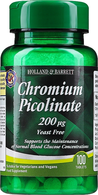 Dietary Supplement "Chromium Picolinate", 200 mcg - Holland & Barrett Chromium Picolinate — photo N1