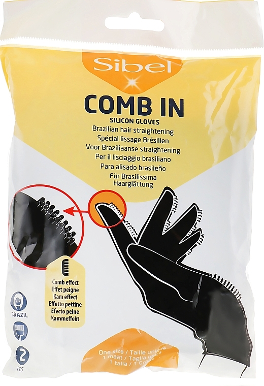 Silicone Gloves with Bristles, black - Sibel Comb In — photo N1