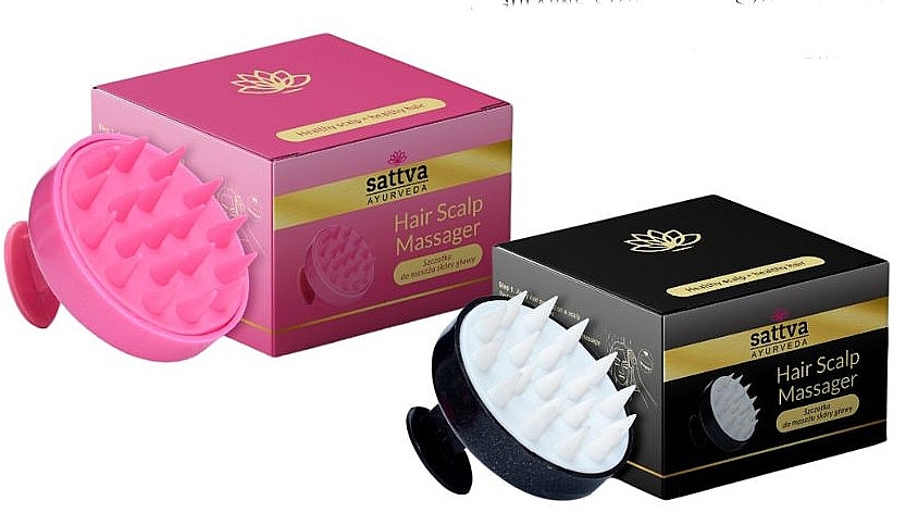 Scalp Massage Brush, pink - Sattva Ayurveda Hair Sclap Masager — photo N1