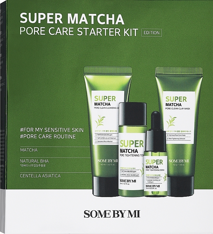 Set - Some By Mi Super Matcha Pore Care Starter Kit (gel/45ml + mask/42g + toner/30ml + f/ser/10ml) — photo N3