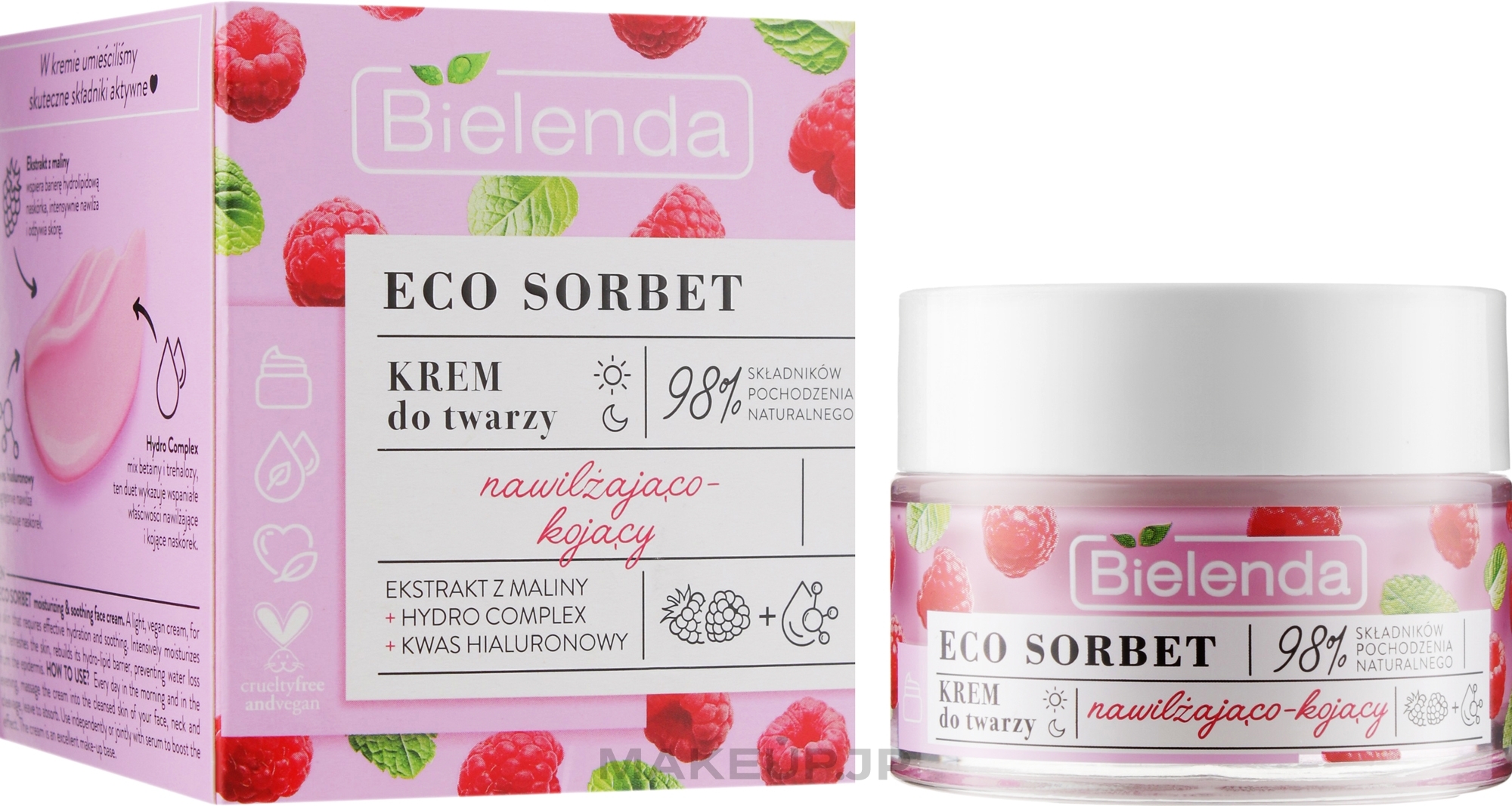 Raspberry Face Cream - Bielenda Eco Sorbet Moisturizing & Soothing Face Cream — photo 50 ml