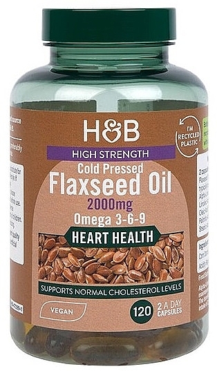 Flaxseed Oil, 2000 mg - Holland & Barrett High Strength Cold Pressed Flaxseed Oil 2000mg — photo N3