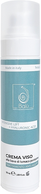 Face Cream with Hyaluronic Acid & Snail Mucus - Balu Intensive Lift+ Hyaluronic Acid Face Cream With Very Pure Snail Slime — photo N2