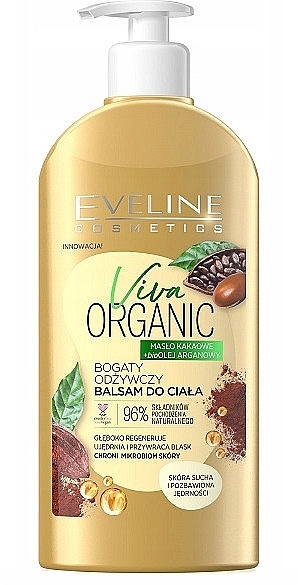 Rich Nourishing Body Lotion 'Cacao Oil& Argan Oil' - Eveline Cosmetics Viva Organic Cacao Oil And Argan Oil — photo N1