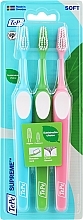 Fragrances, Perfumes, Cosmetics Toothbrush Set, blue+green+pink - Tepe Mini Extra Soft