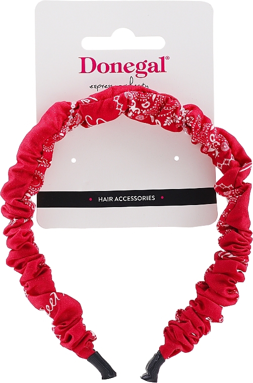 Hair Tie FA-5614, red with white pattern - Donegal — photo N1