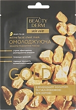 Fragrances, Perfumes, Cosmetics Sheet Mask with Colloidal Gold and Hyaluronic Acid - Beauty Derm Gold Active Facial Sheet Mask